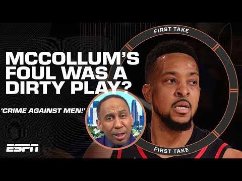 Stephen A. calls CJ McCollum’s foul on Jalen Brunson a CRIME AGAINST MEN 🤣 | First Take