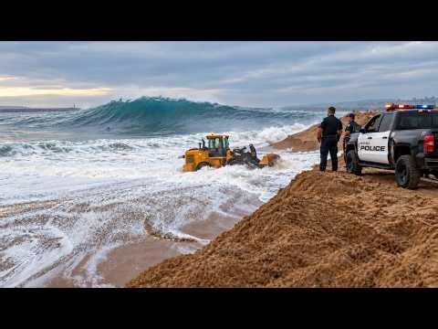 POLICE SHUT DOWN THE WEDGE! HUGE WAVES & BEACH CHAOS!