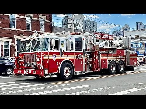 FDNY TOWER LADDER 142 RESPONDING INTO 2ND ALARM 10-77 HIGHRISE FIRE ON MAIN STREET, ROOSEVELT ISLAND