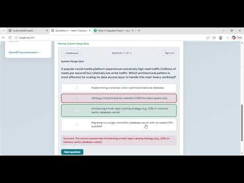 Week 5 Project Demo: FastAPI Quiz Platform | OpenAPI, API v1/v2, Unit → E2E Testing & GeminiAI #aiml