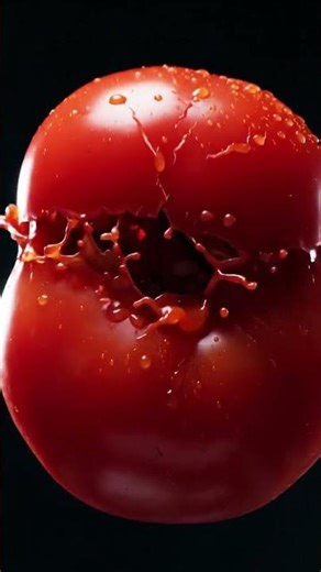 Giant Tomato Explosion 🍅💥 Satisfying Slow Motion #fruit #viral #ai #food #fruitideas #fruity