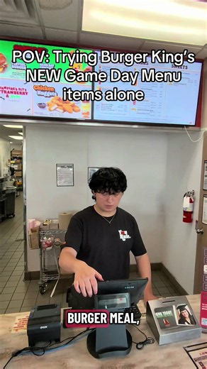 Trying @Burger King’s NEW Game Day menu items alone. Solo lunch at Burger King trying the game day menu items. The Game Day Pretzel Burger, Game Day chicken fries, nacho cheese and a vampire strawberry sprite. Burger King food is underrated. #burgerking #pov #vlog #foodtiktok #solodate