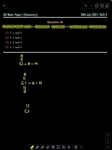JEE Main PYQ | Cl=O Bonds in Oxoacids of Chlorine i.e., Chlorous, Chloric, and Perchoric acid