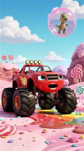 Monster Truck Saves Baby Dino! 🦖🚛 Pink Bubble Rescue Adventure #Shorts