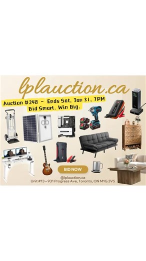 LPL Auction on Instagram: "🔥 LPL AUCTION | Auction No. 248 – Now Live, Ends This Saturday! A fresh lineup of unclaimed freight and online return treasures has just dropped in Auction No. 248 — perfect for bargain hunters across Toronto! 🛒 What you’ll find this week: • Electronics and accessories 🔌 • Home essentials and small appliances 🏠 • Tools, hardware and outdoor gear 🛠 • Furniture, decor and storage 🛋 • Baby items, toys, lifestyle goods and more 🎁 📦 All items are unclaimed freight, 