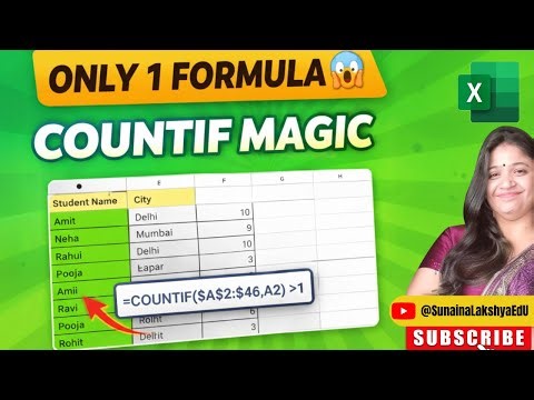 Highlight Duplicates in Google Sheets Using COUNTIF #excel #sunainalakshyaedu #excelformula