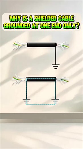 Why Is a Shielded Cable Grounded at One End Only?⚡️💡 . Like❣️ comments📋 Share📤 . #shieldedcable #ground #grounding #groundingsystem #groundingsystems