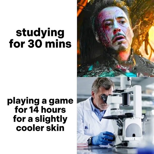 Studying vs Gaming | iron man meme