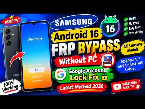 Samsung Android 16 FRP Bypass Without PC 🔓 | Google Account Lock Fix | Latest Method 2026