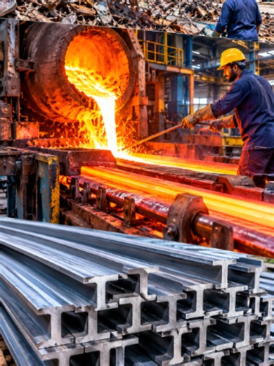 Metal Scrap Recycled Into High-Quality T-Iron Steel #recycling #steelmaking #howitsmade #metalworking #fyp