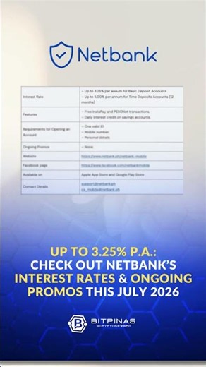 Netbank offers Basic Deposit and Time Deposits Accounts.