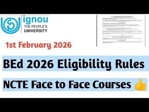 IGNOU BEd Eligibility Rules NCTE Face to Face Courses 