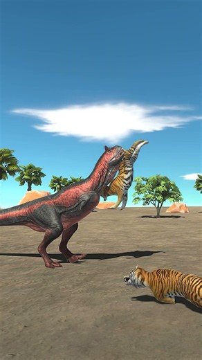 Giant Carnotaurus Finds the Tiger Nearby