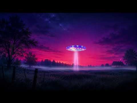 👽 UFO Farm – Animated Alien Beam Sunset Background | Cozy Sci-Fi Countryside Ambience