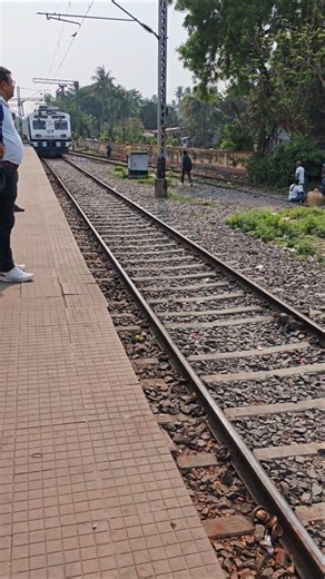 Indian AC local train entering in railway station #train #localtrain@trainviews