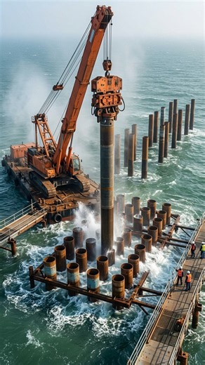 How Engineers Build Massive Bridge Piers in the Middle of the Ocean