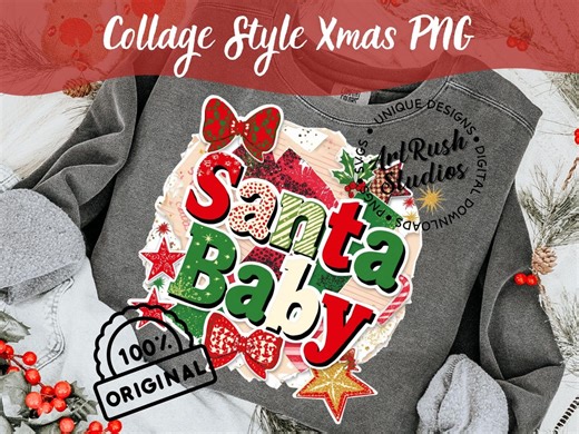Collage navideño de Papá Noel bebé PNG: Diseño moderno para álbum de recortes navideño, PNG navideño retro, Diseño de sublimación (Descarga digital) - Etsy España