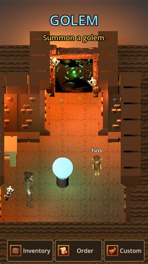 SBL: summoning a golem and ordering it to dig a room (cozy dungeon game)