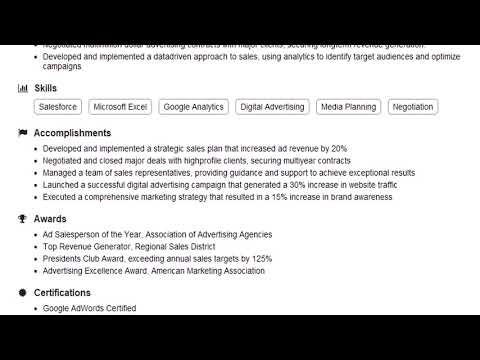 Build a Advertising Sales Manager Resume | ResumeGemini