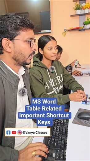 MS Word me table ke data ko navigate karne ka keyboard shortcut keys.