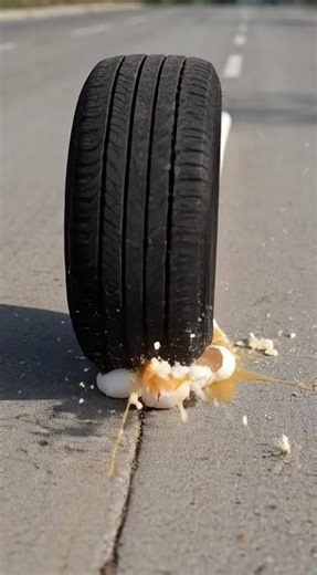 Realistic crushing sound of a heavy car tire running over a 100 egg #usashorts #shorts #asmr #viral