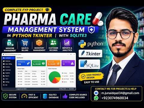 Pharma Care Management System in Python Tkinter & SQLite3 | Complete FYP Project | By M Junaid Qazi