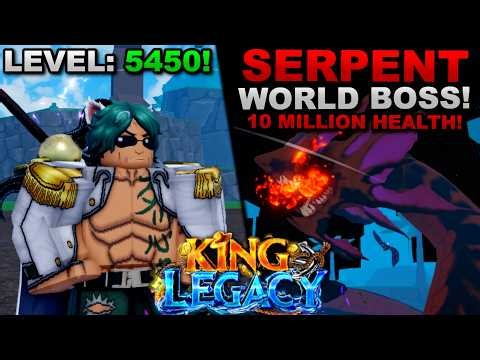 Fighting The NEW Serpent World Boss & Grinding To Max Level In Roblox King Legacy Update 10!