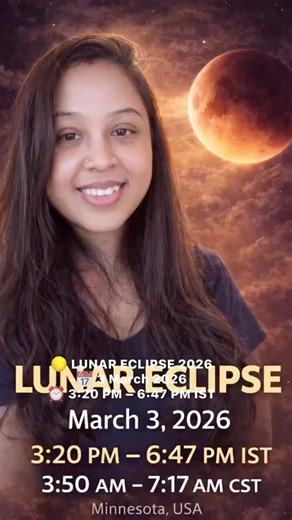 🌕 LUNAR ECLIPSE 2026 📅 3 March 2026 ⏰ 3:20 PM – 6:47 PM IST This video shares simple and positive guidance about the Lunar Eclipse on 3rd March 2026. Instead of fear, this is a time for awareness, prayer, meditation, lighting a diya, taking a cleansing bath, and helping someone in need. Use this moment to reset your energy, set a clear intention, and invite positivity into your life. If you would like to know the exact eclipse timing in your current location, comment your city and country belo
