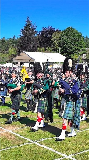 #scotlandthebrave as the massed #pipesanddrums march in during 2025 Aboyne #highlandgames #shorts