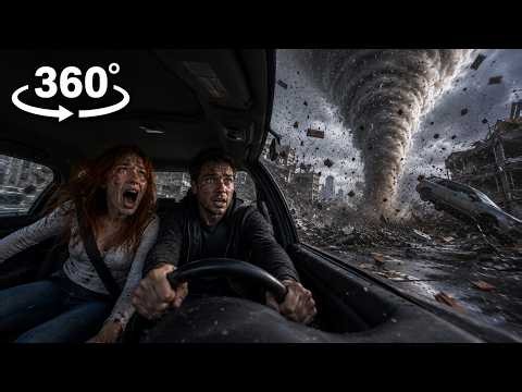 VR 360 TORNADO & DAM COLLAPSE: Tsunami River Escape! (VR 360)