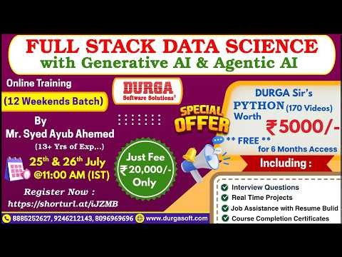 FULL STACK DATA SCIENCE with Generative AI & Agentic AI (Weekends Batch) Online Training @ DURGASOFT