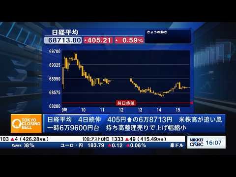 日経平均4日続伸、米ハイテク株高追い風　アドバンテストは連日最高値【日経CNBC／きょうのポイント、明日のヒント】