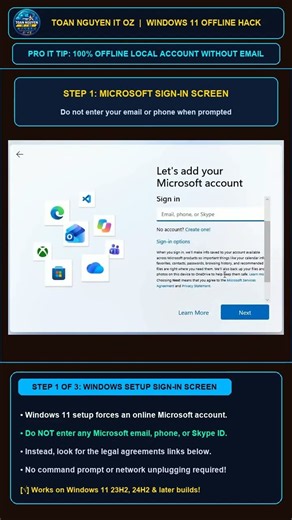 Bypass Windows 11 Microsoft Account Setup! (100% Offline Local Account Hack) 💻🔓 #shorts