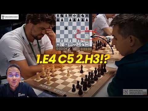 1.e4 c5 2.h3!? Magnus can play just about anything | Carlsen vs Andreikin