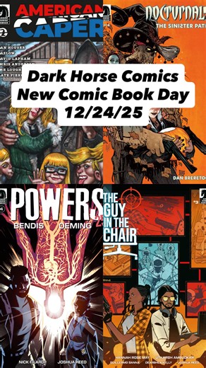 Happy Christmas Eve #NewComicBookDay! We have 6 new releases this week, available now at your local comic book shop, and on DarkHorse.com. Comic shown: American Caper issue 2 by Dan Houser, Lazlow, David Lapham, Lee Loughridge, Nate Piekos, with covers from Tyler Boss and Simon Bisley Masterminds Issue 3 by Zack Kaplan, Stephen Thompson, Thiago Rocha, Hassan Otsmane-Elhaou, with covers from Thompson & Keron Grant Nocturnals: The Sinister Path Issue 4 Dan Brereton & Lois Buhalis, with covers from