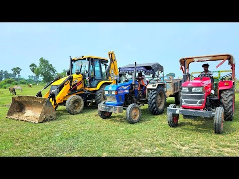 Mahindra 475 Di Tractor Stuck in Mud with Swaraj 744 Fe | Jcb 3dx Backhoe Loading Mud in Tractors