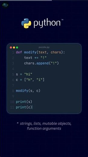 Python Puzzle 5 | strings, lists mutable objects, functions #shorts #python