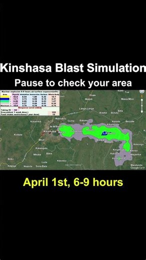 Kinshasa April Simulation, After a nuclear bomb. #radiation #news #nuclearbombs #weather #explosion