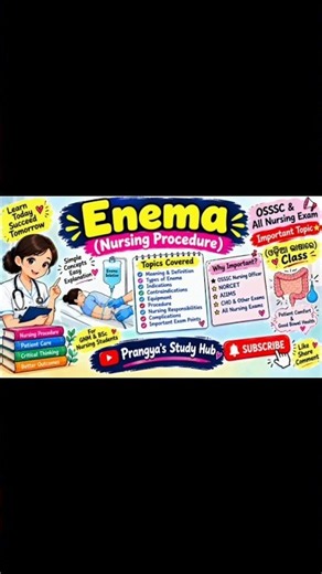 Enema in Nursing | Types, Purposes & Nursing Procedure | OSSSC & All Nursing Exams | Odia Class