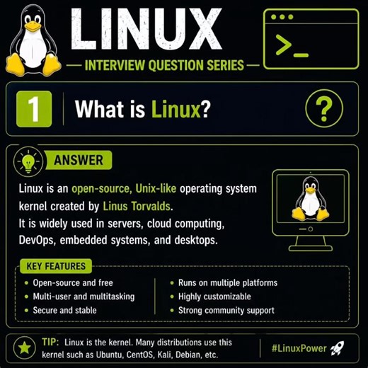 Top 10 Linux Interview Questions & Answers 🐧🔥 #Linux #RHCSA #DevOps #sysadmin