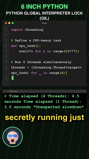 Python threads are a lie! Why the GIL makes your multi-threaded code slower. 🤯 #Python #GIL