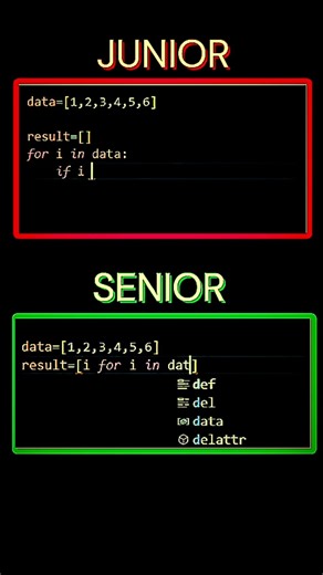 juniar vs senior coder | #programming #python #coding #shorts