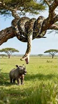 🦏 Baby Rhino Attacked by Giant Python — Gorilla & Warrior Save It