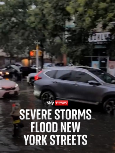 Intense storms have swept through New York City, causing flash flooding, damage and travel disruptions. #SkyNews #US #NewYork