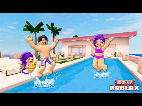 LA FAMILLE KPOP S'INSTALLE DANS LA NOUVELLE MAISON AVEC UNE GRANDE PISCINE ROBLOX BROOKHAVEN