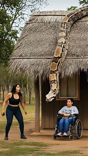 Giant Python Crawls Toward Woman in Wheelchair | Silent Horror Caught on Camera #shorts #shortvideo