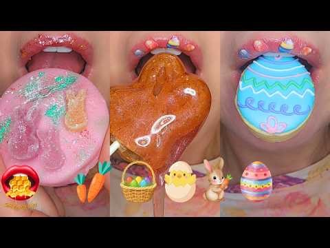 Satisfying ASMR Eating Easter Treats Cookies Chocolate Eggs