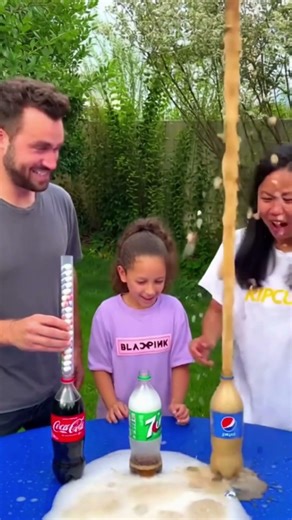 Which Soda Explodes The Most 💥 Coca Cola vs Pepsi vs 7UP Family Challenge! #shorts