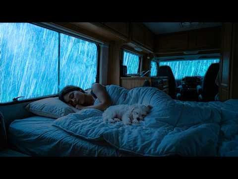 Rain Sounds for Sleeping ⚡ A Quiet Night Inside a Cozy Car with Soothing Rain & Low Rolling Thunder