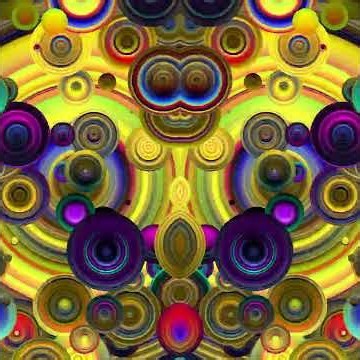 082526 Golden Rainbow Fractal Geometric Disks Mirror Vertical 3 Minute UHD Animation
